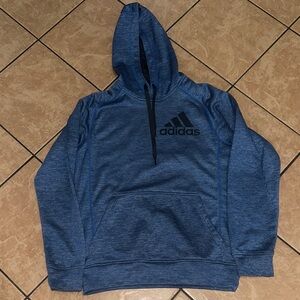 adidas Blue Heathered Hooded Sweatshirt with Black Logo